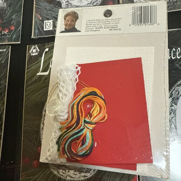 Designs For The Needle  Lace Ornament Christmas With Photo Frame Lot Of 10 Vtg - Picture 7 of 8